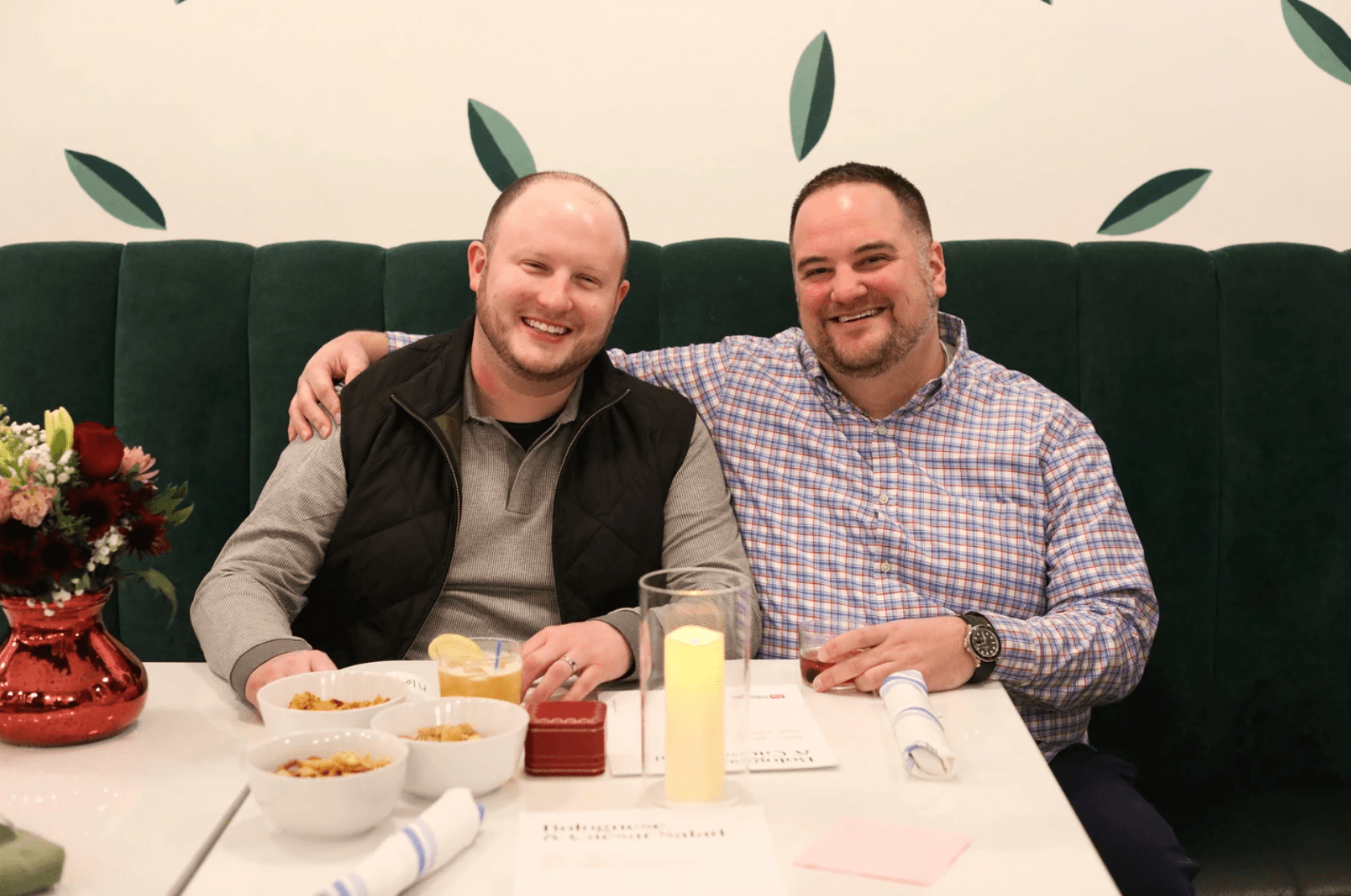 Two men at a restaurant table